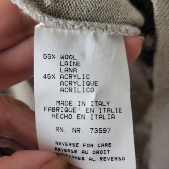 Raffi Size L Men's Wool Blend Pull-Over Sweater Tan Crew Neck - Picture 8 of 9